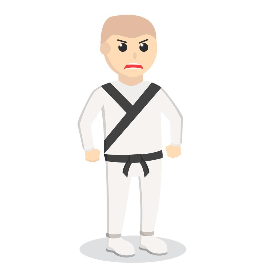 karate hombre pie pose diseño carácter sobre fondo blanco vector