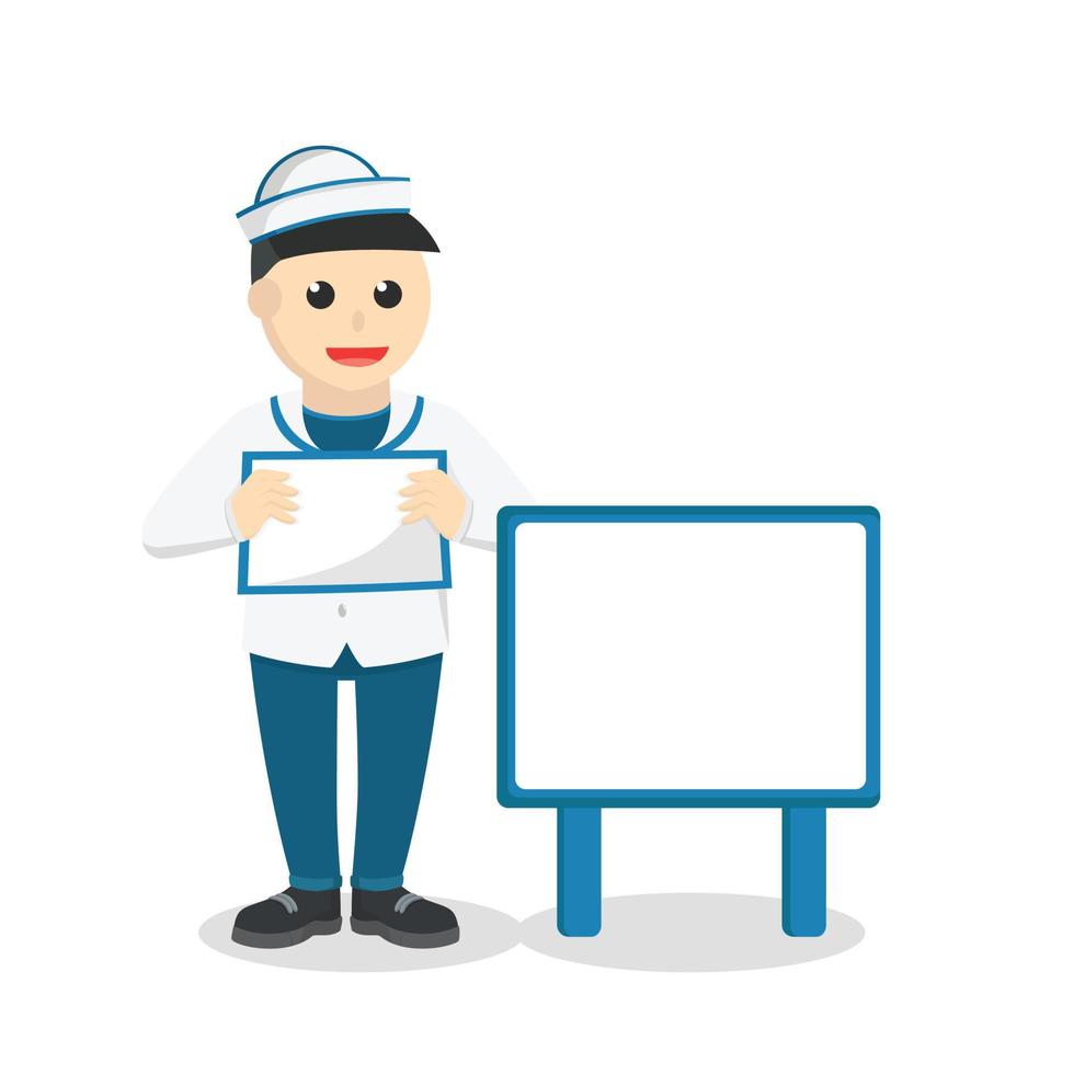 Sailor Standing Beside In Sign design character on white background vector