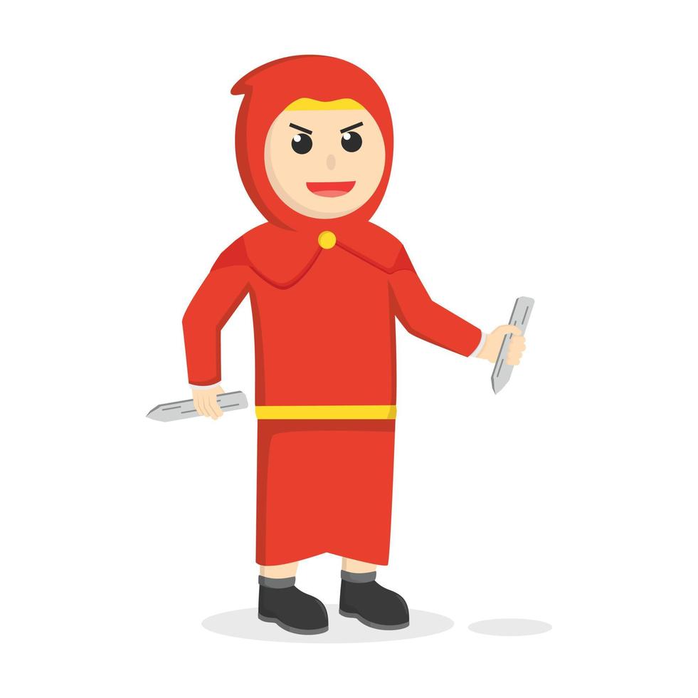 red monk holding double stack vector