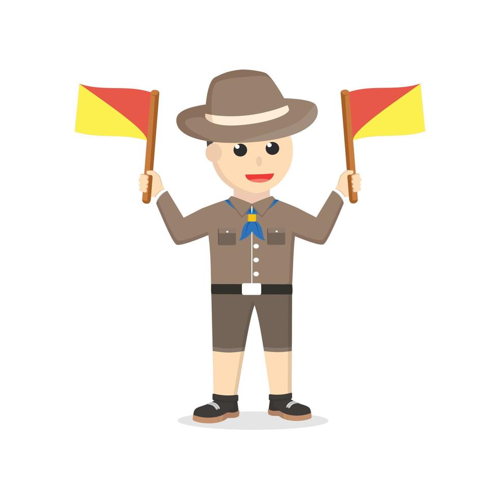 boy scout con carácter de diseño de semáforo sobre fondo blanco vector