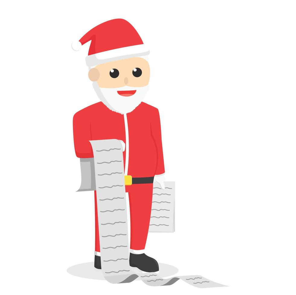 santaclause holding and reading list design character on white background vector