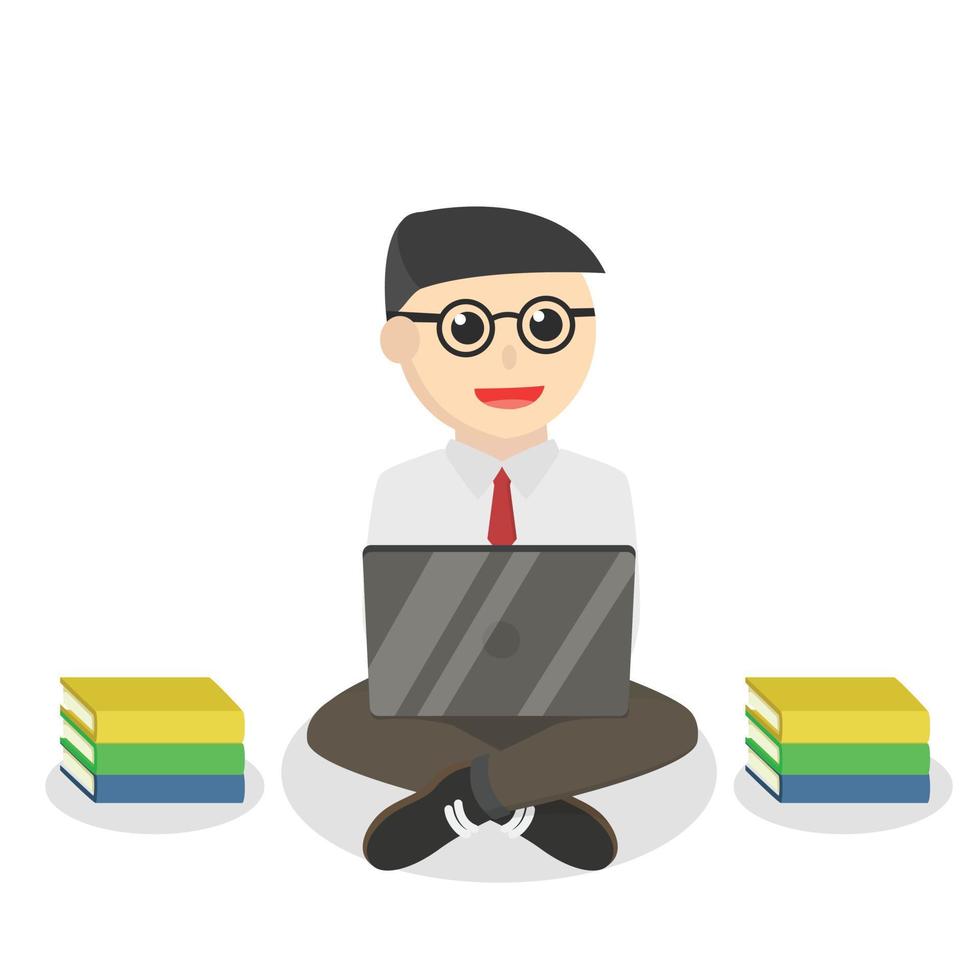 nerd office use laptop design character on white background vector