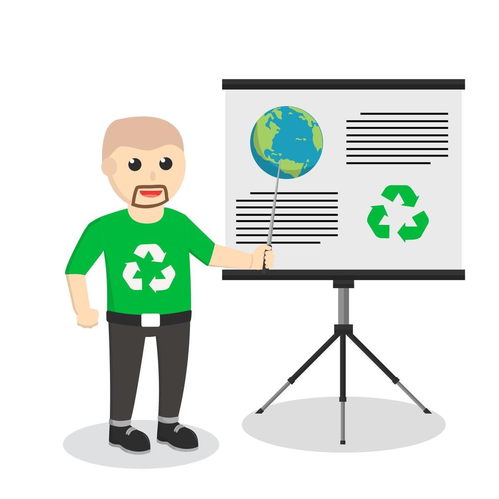 environmental activist giving presentation information design character on white background vector