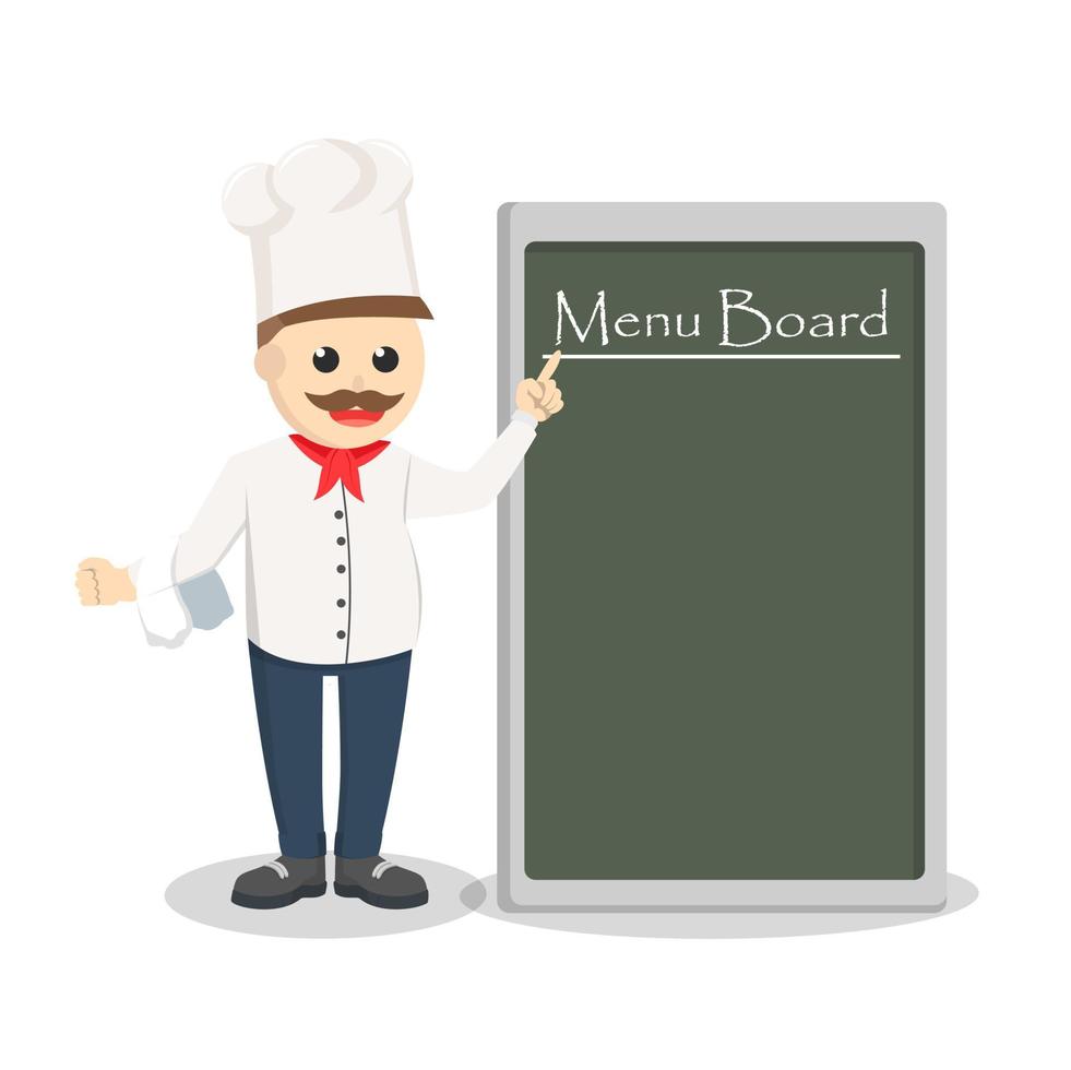 chef with menu board design character on white background vector