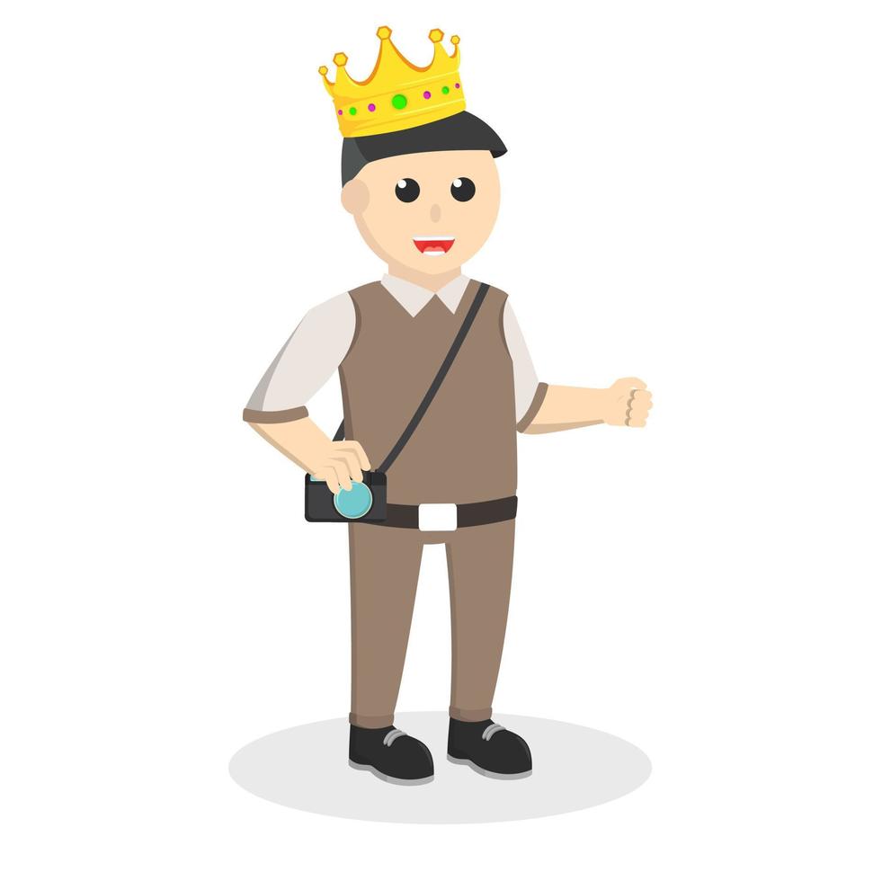 modern prince with camera design character on white background vector
