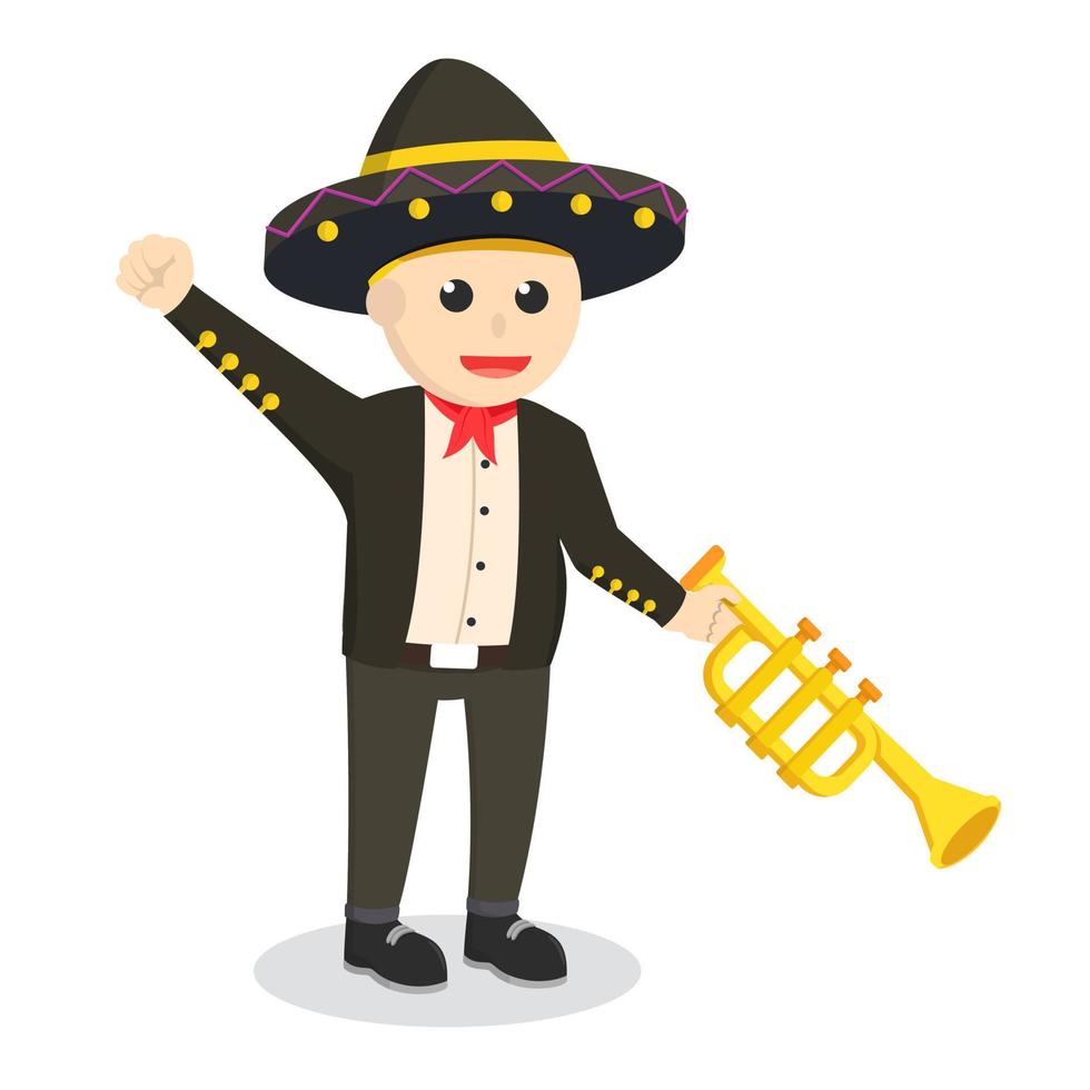 marachi with trumpet design character on white background vector