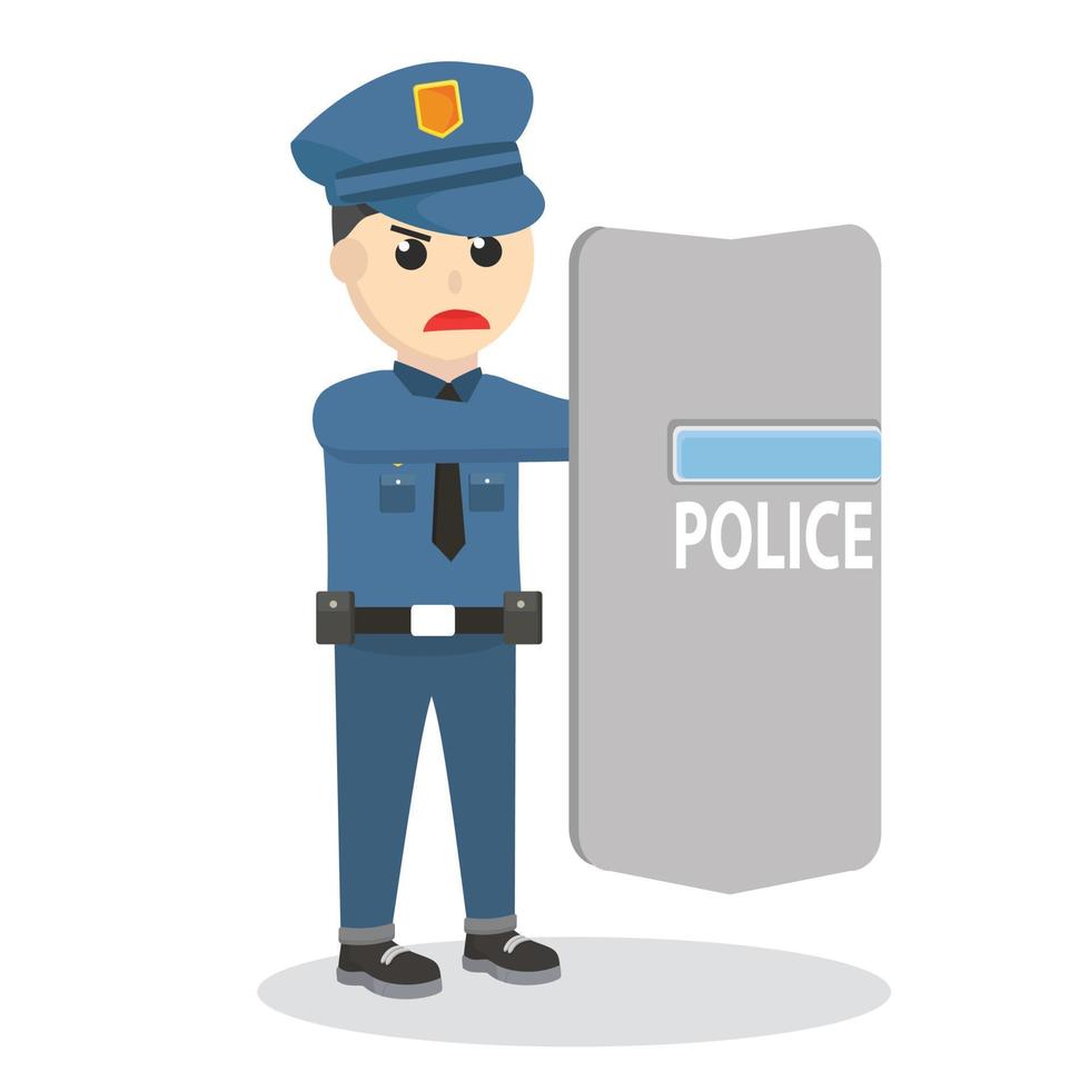 Police With shield design on white background vector