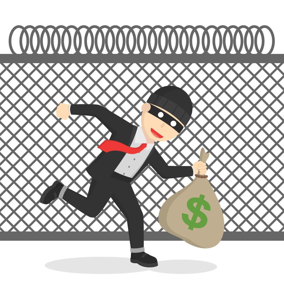 businessman thief stole money design vector