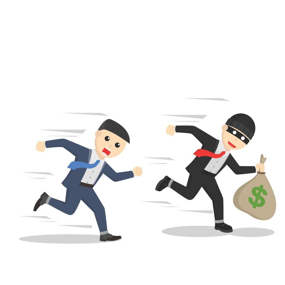 businessman chasing a thief design vector