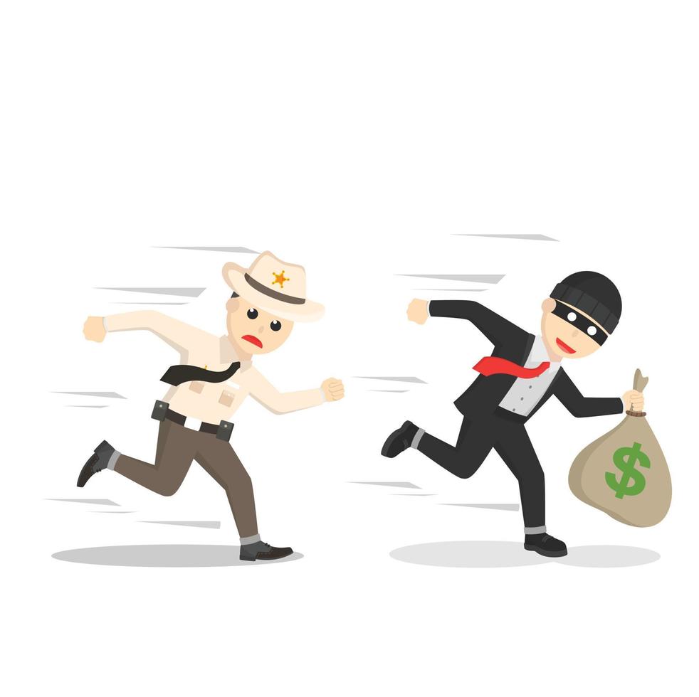 sheriff Catch the thief design character on white background vector