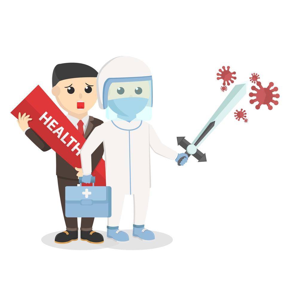 professional doctor with personal protective equipment protect patients from virus vector