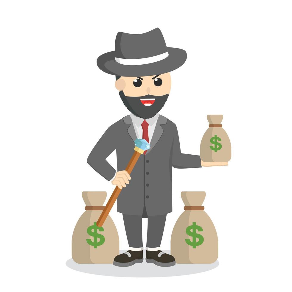 crime boss on money design character on white background vector