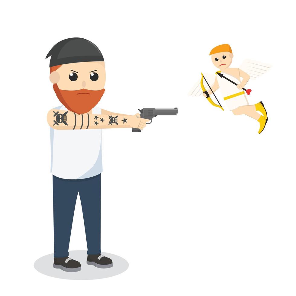 he hate a cupid design character on white background vector