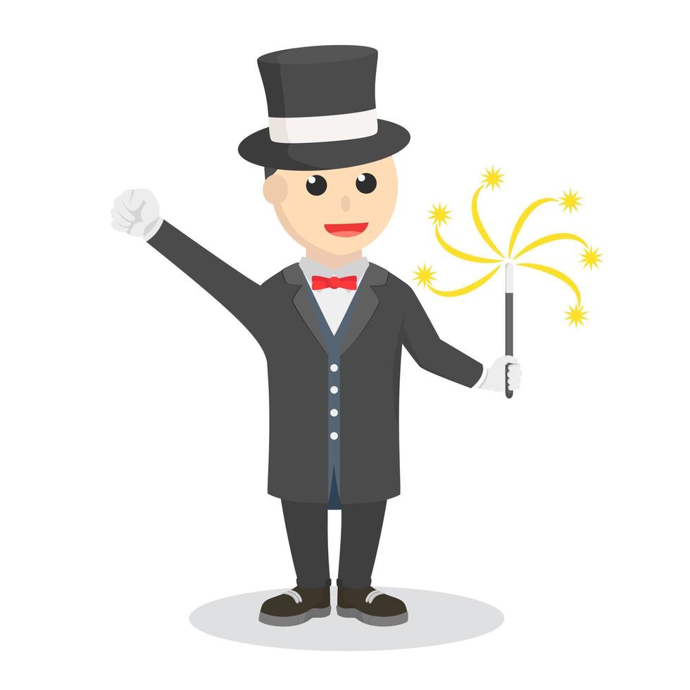 magician with his trick information design character on white background vector