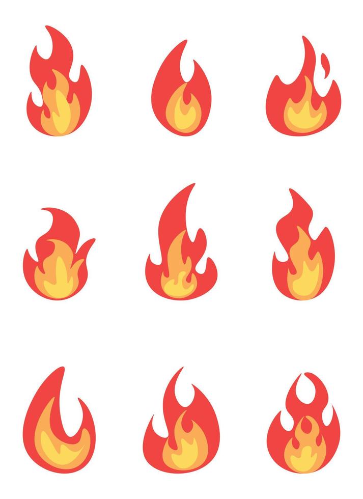 ilustración de diseño de vector de fuego aislado sobre fondo blanco