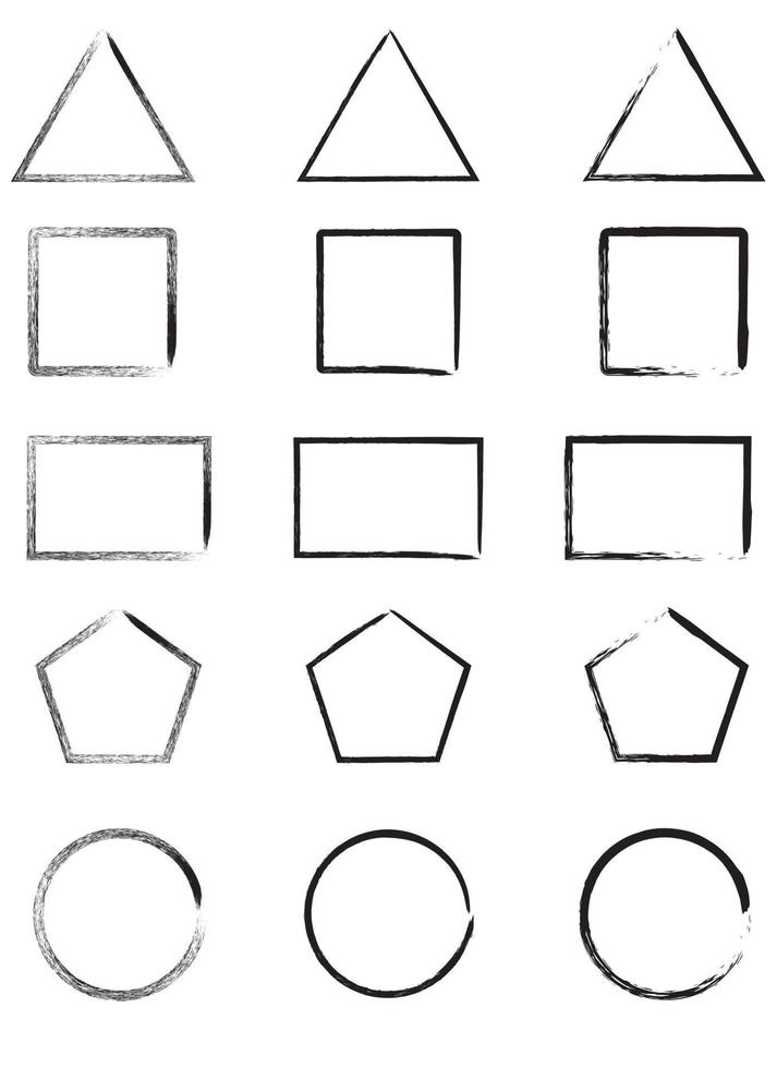 Ilustración de diseño de vector de trazo de pincel de diferentes formas aislado sobre fondo blanco