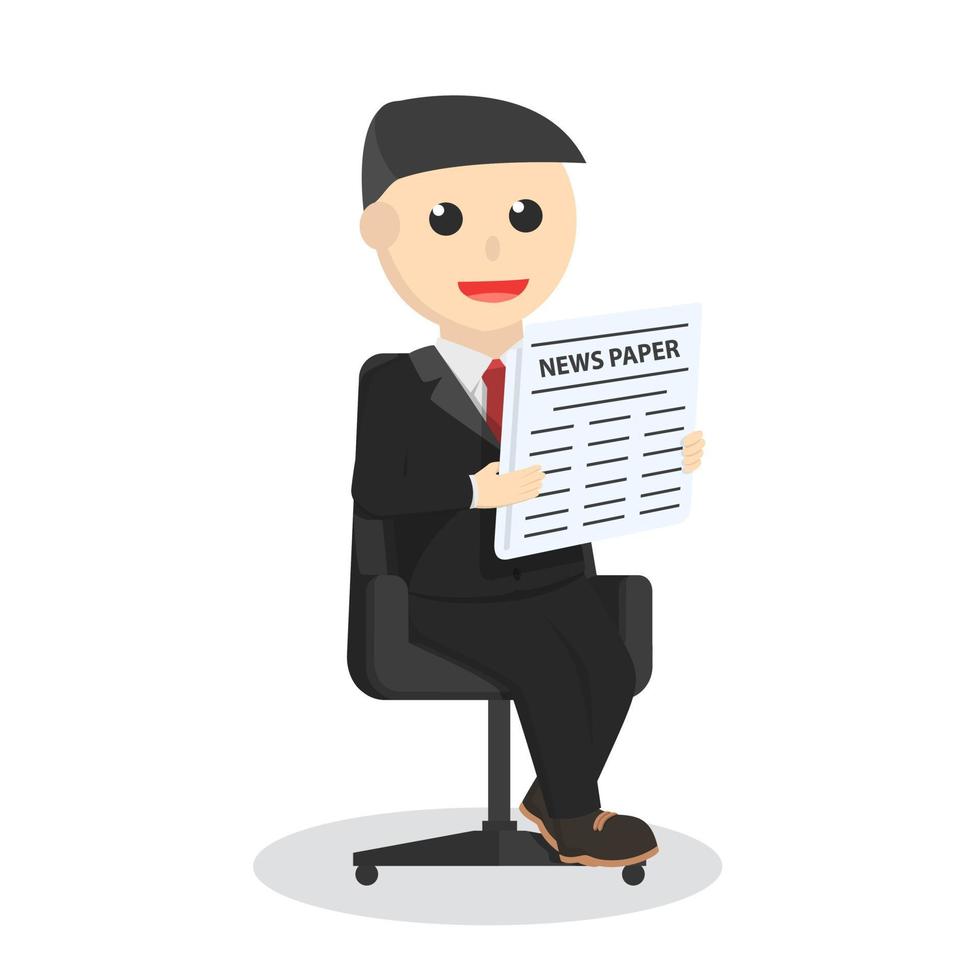 male businessman reading newspaper in chair vector