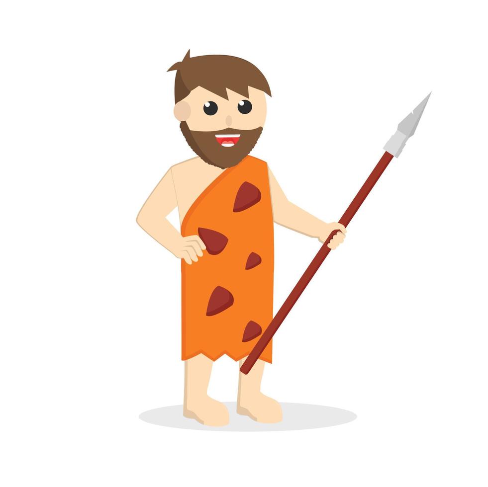 Cave Man with spears design character on white background vector