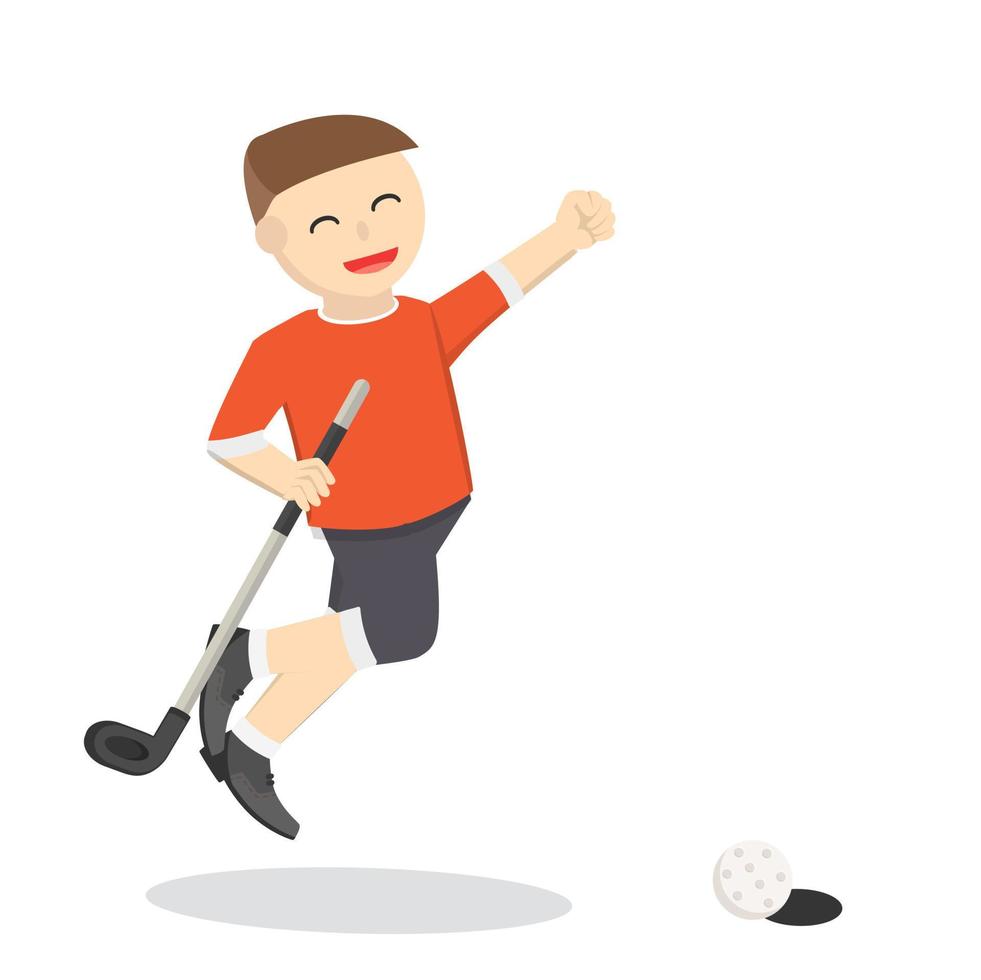 golfer man happy making score design character on white background vector