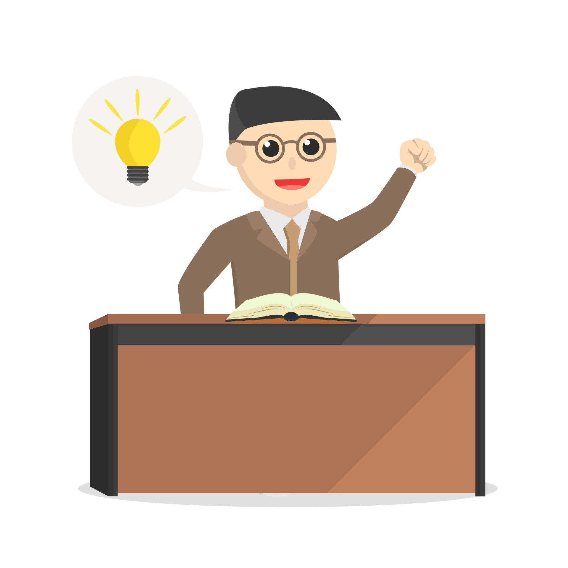 librarian male got idea information design character on white background  10890424 Vector Art at Vecteezy