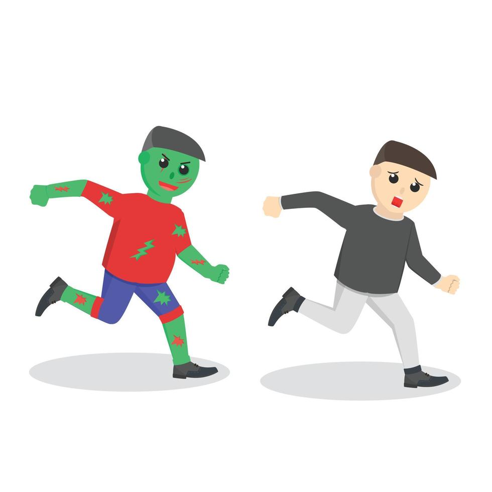 Zombie Chasing The man design character on white background vector