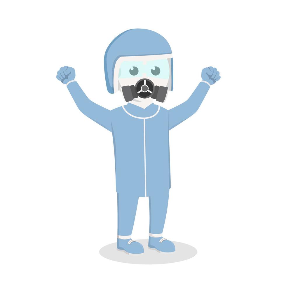 professional doctor with personal protective equipment and hazard mask vector