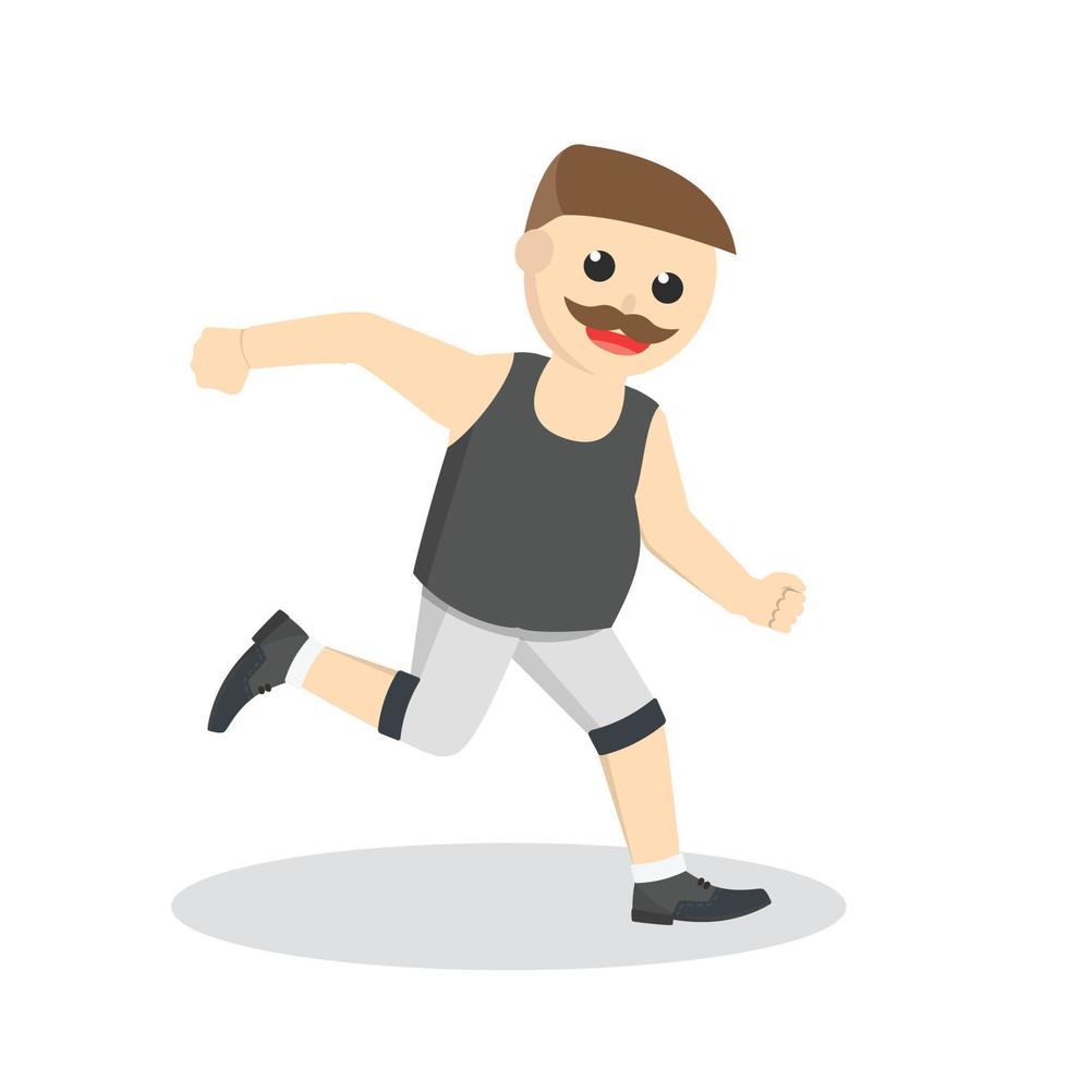 fat man running design character on white background vector