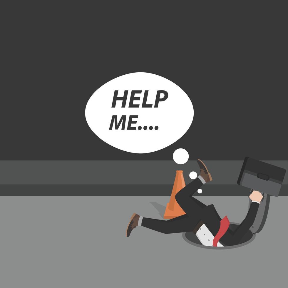 businessman fall into debt hole vector