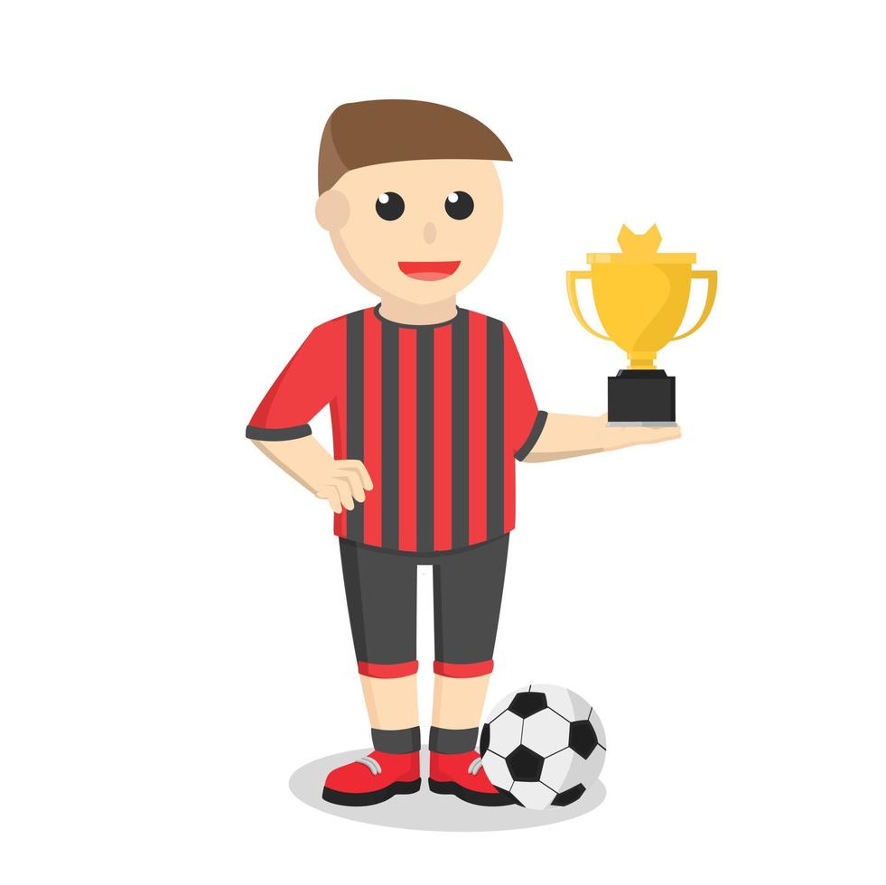 el jugador de fútbol tiene un personaje de diseño de trofeo sobre fondo blanco vector