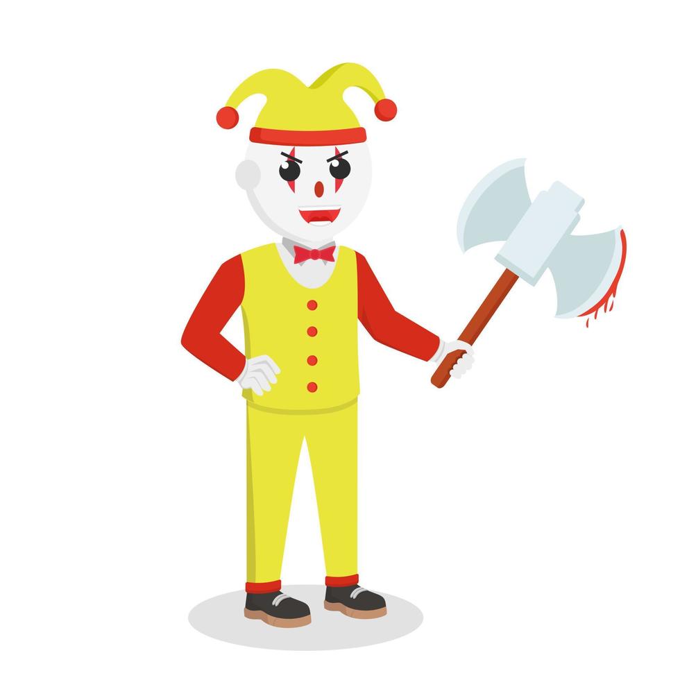 personaje de diseño de hacha de payaso malvado sobre fondo blanco vector