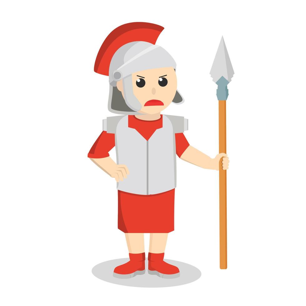 Gladiator use spear design character on white background vector