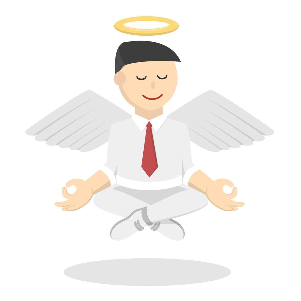 angel businessman flying meditate design character on white background vector