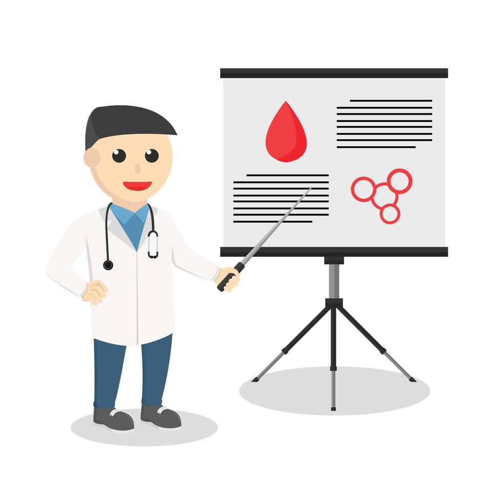 doctor giving presentation information job on white background vector