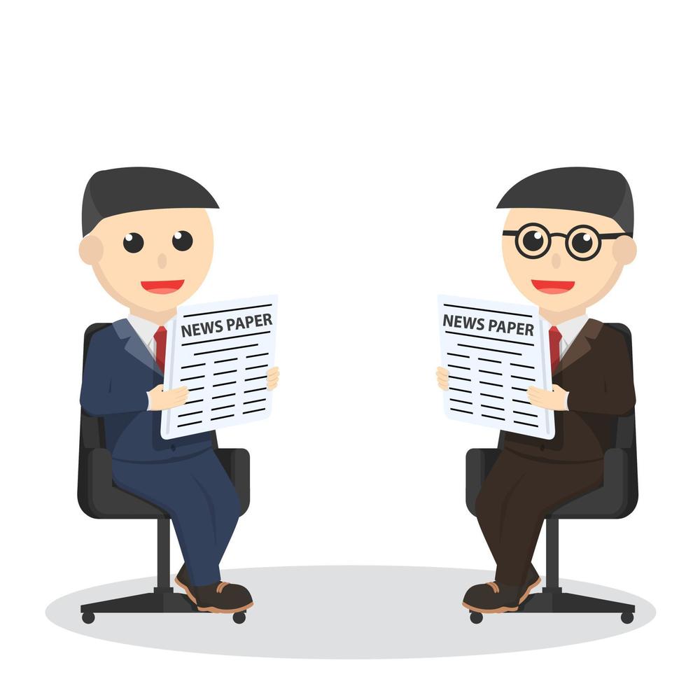 businessman reading newspaper together design vector