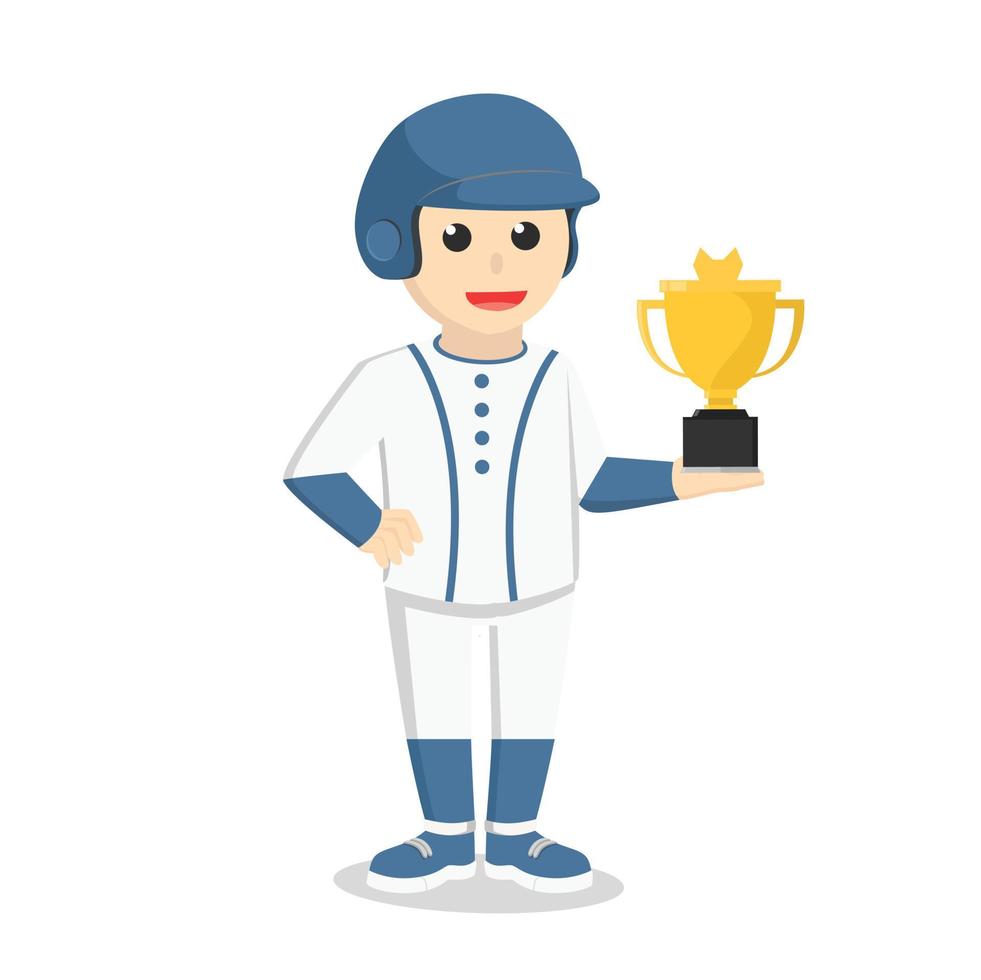 Baseball player Got Trophy design character on white background vector