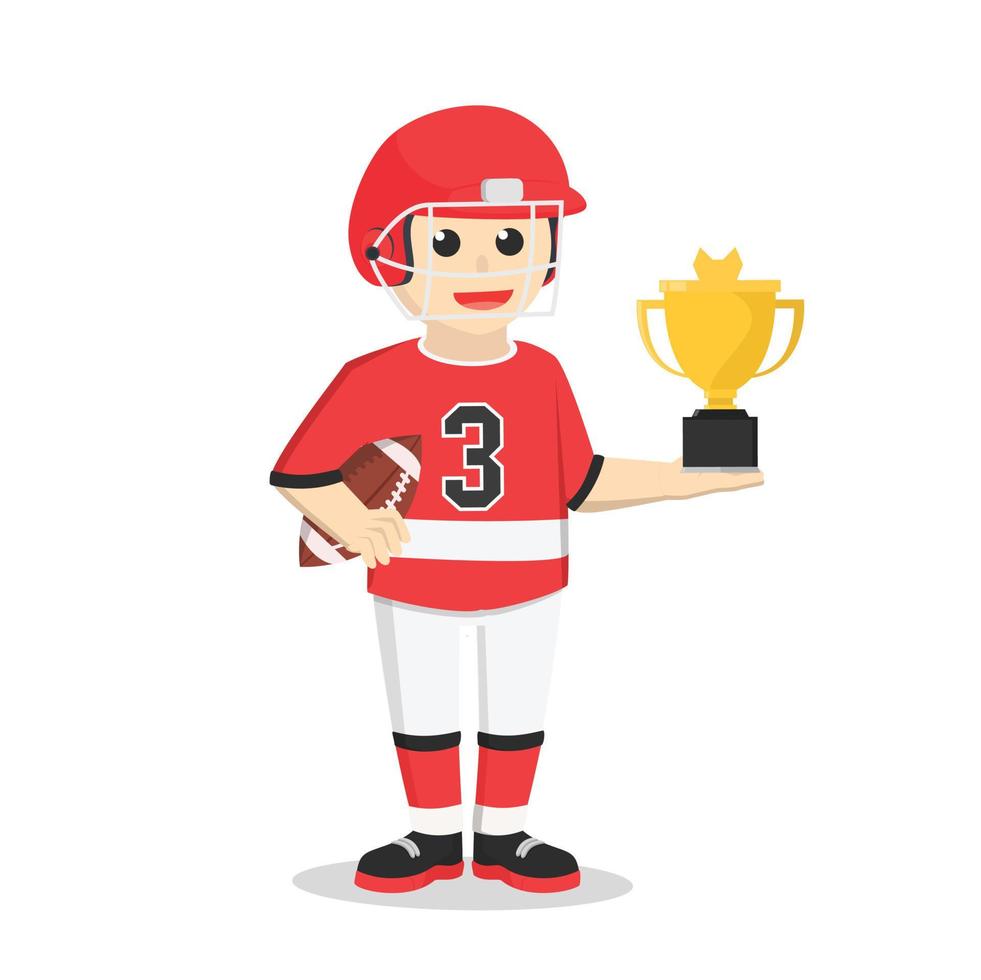 american football got trophy design character on white background vector