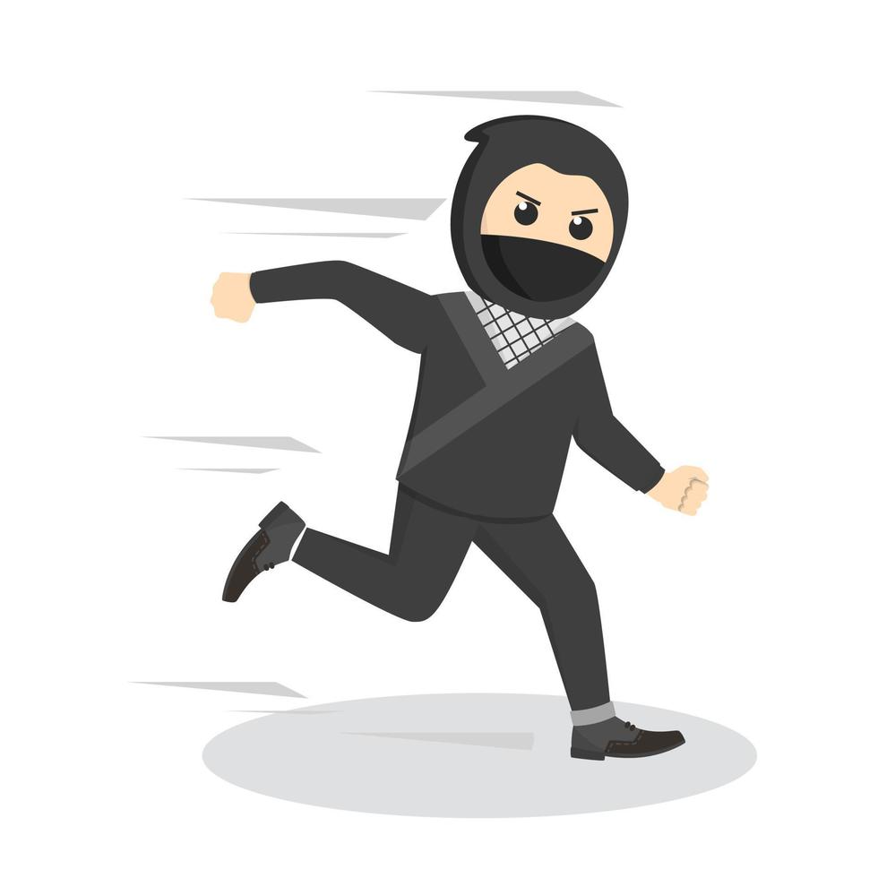 personaje de diseño corriendo ninja sobre fondo blanco vector