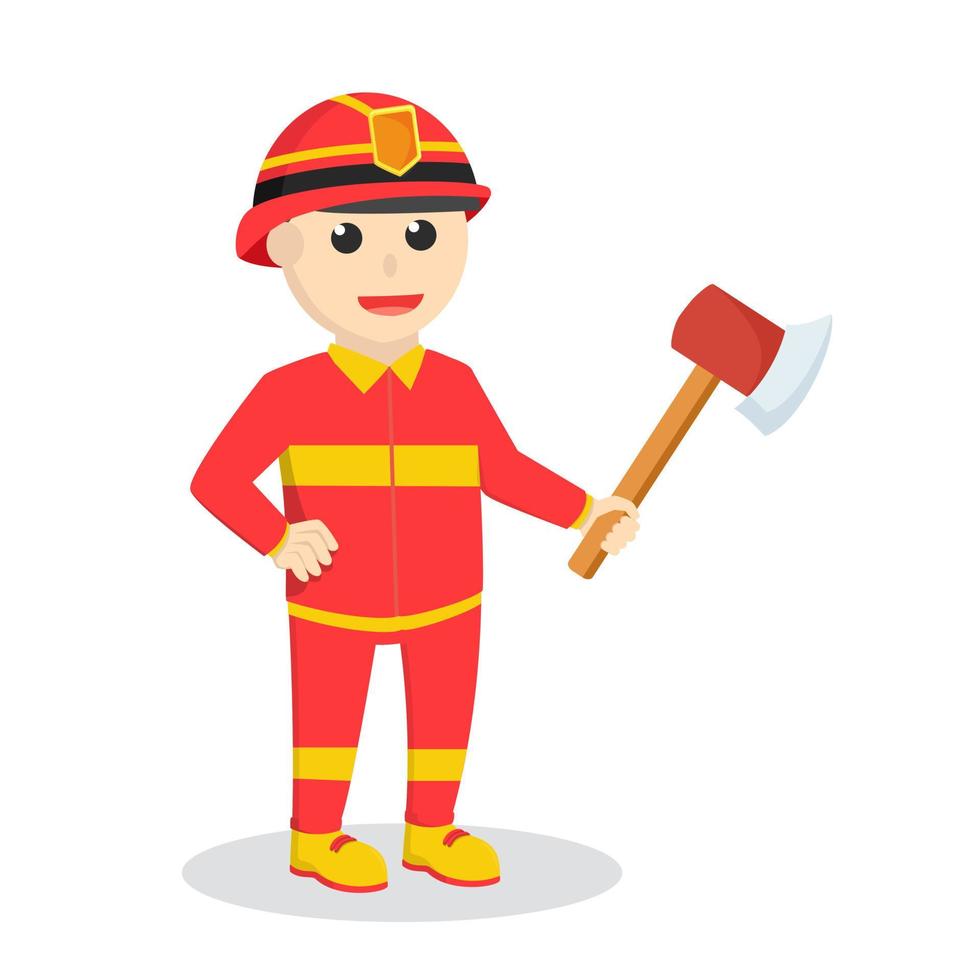 firefighter holding axe design on white background vector