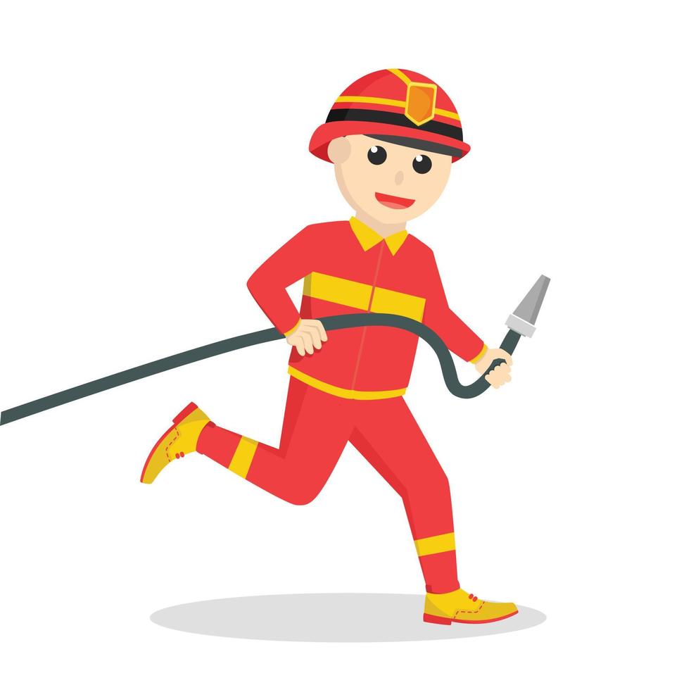firefighter holding water hose job design on white background vector