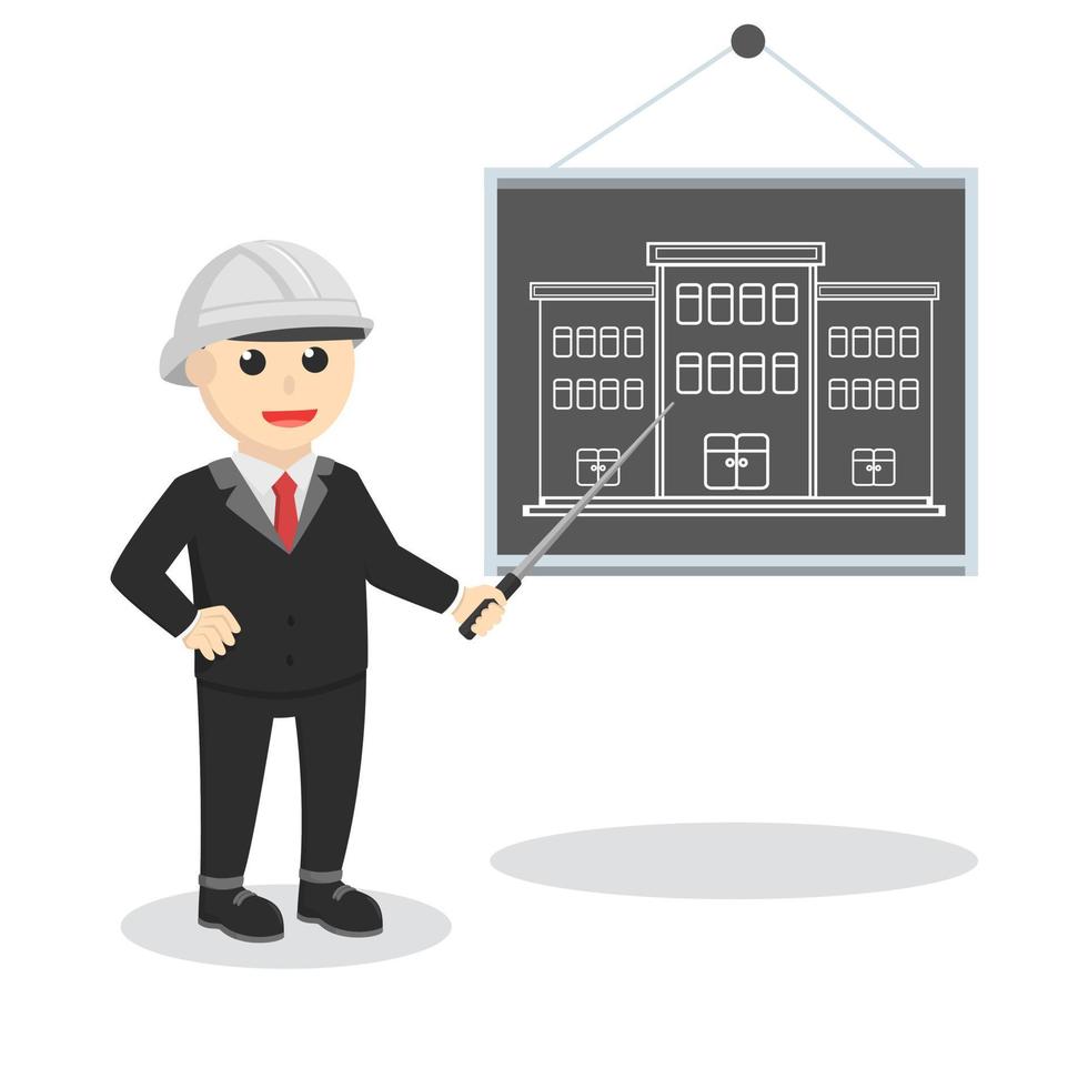 engineer explainin his work design character on white background vector