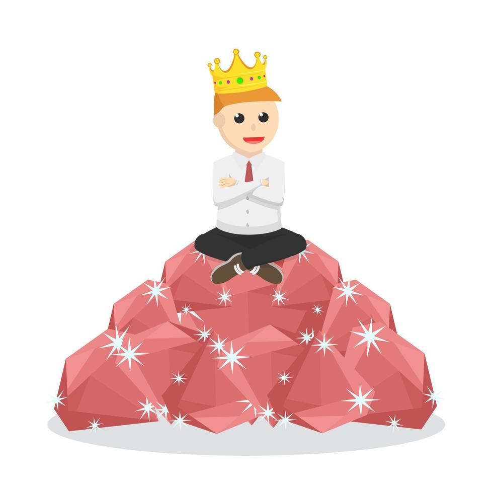 The king sit on diamond design character on white background vector