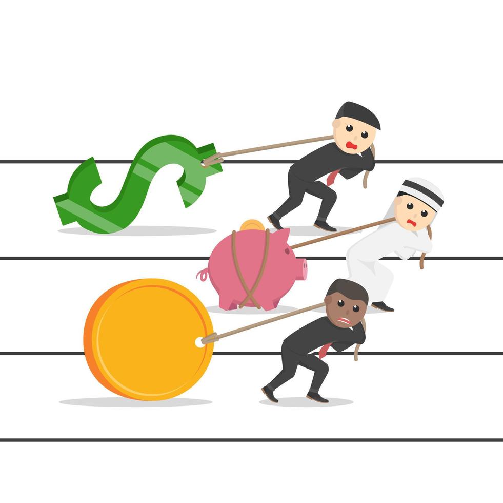 Character businessman pulling profit design character on white background vector