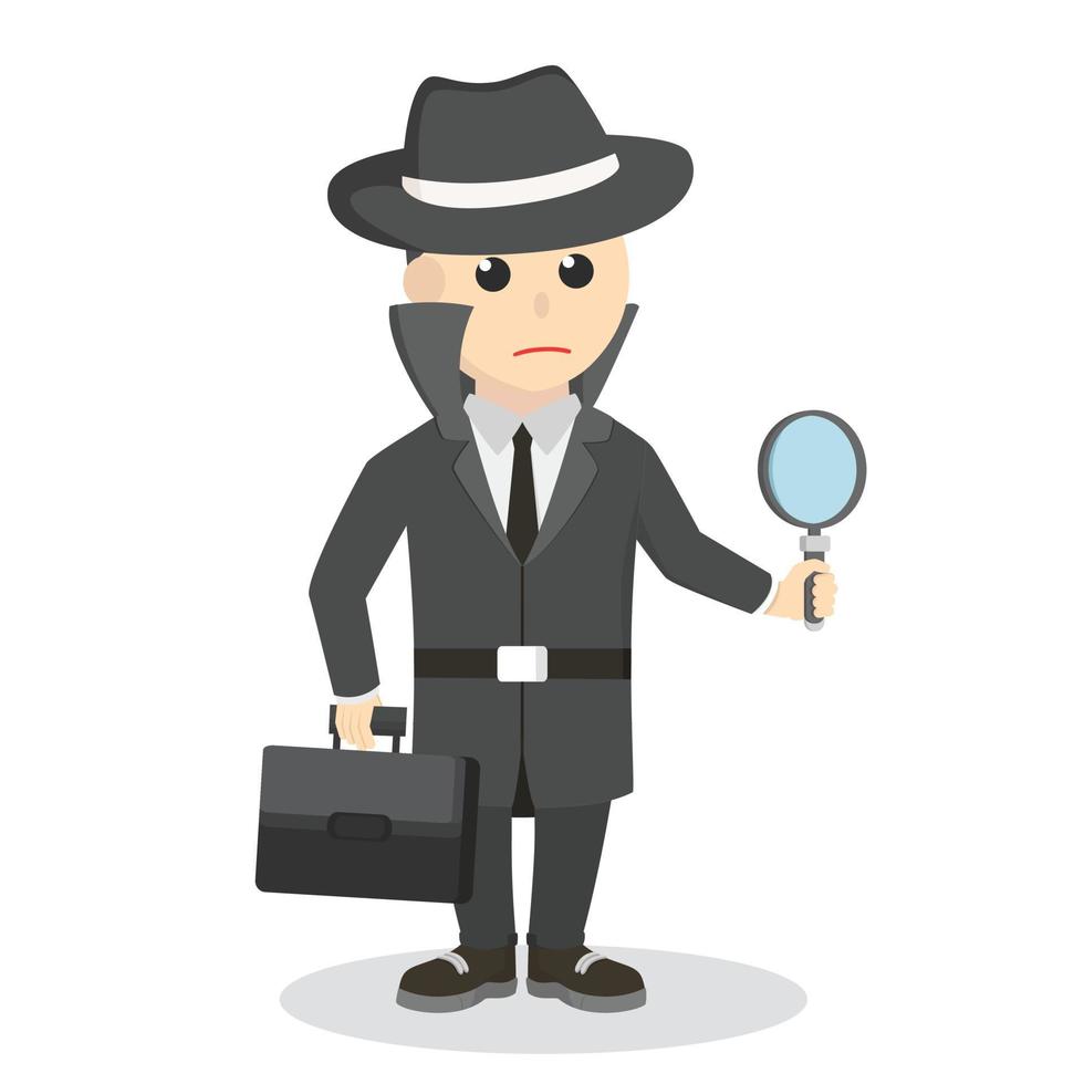 Spy Hold Briefcase And Magnifying design character on white background vector
