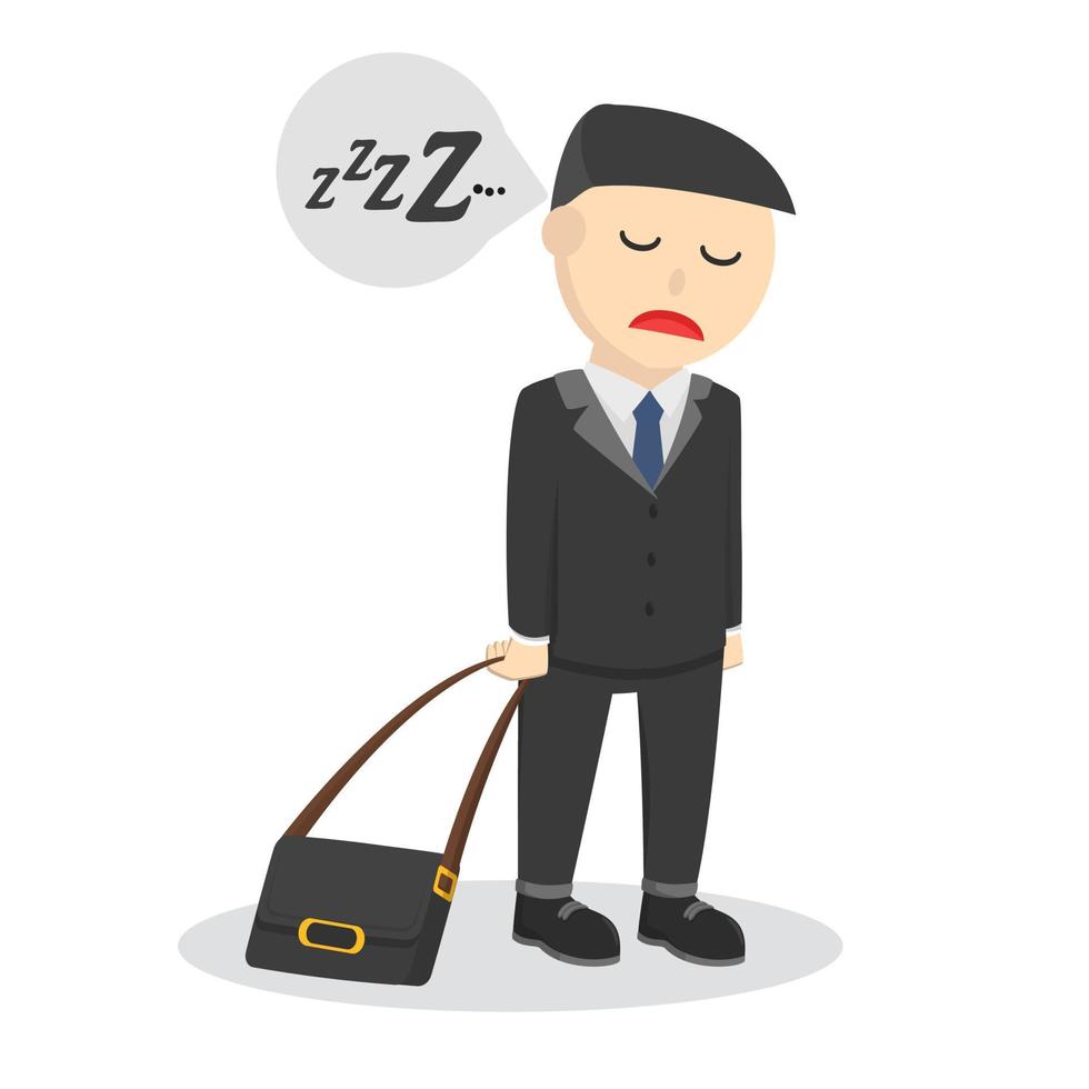 businessman feel sleepy to work vector