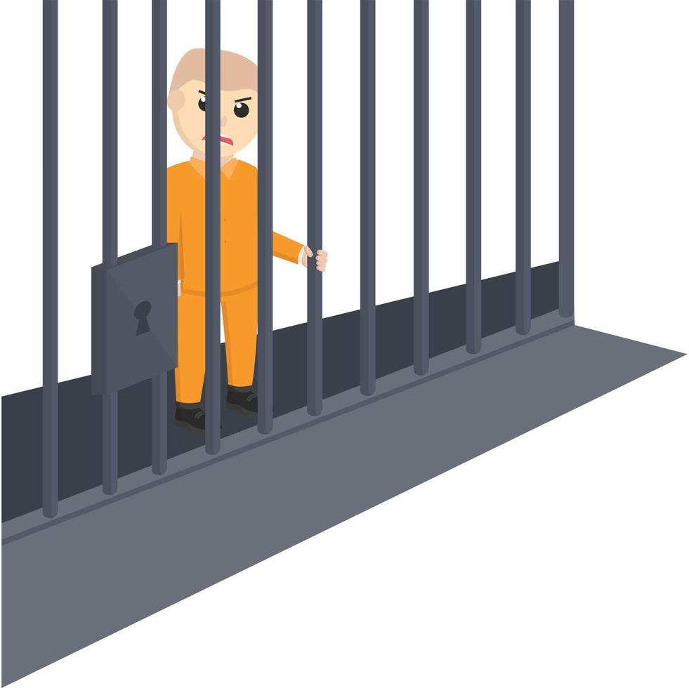 prisoner in the jail design character on white background vector