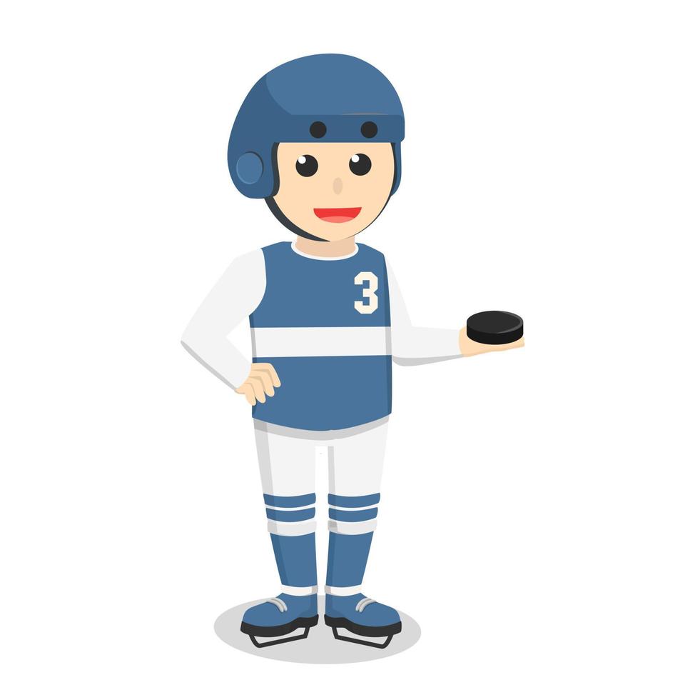 Hockey Player holding puck design character on white background vector