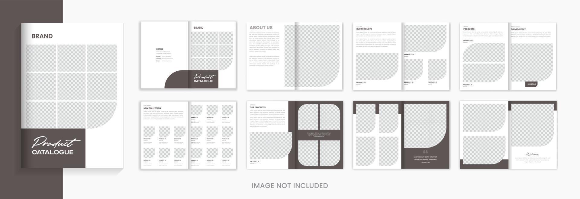 plantilla de diseño de folleto de catálogo de productos de 16 páginas marrón mínimo vector