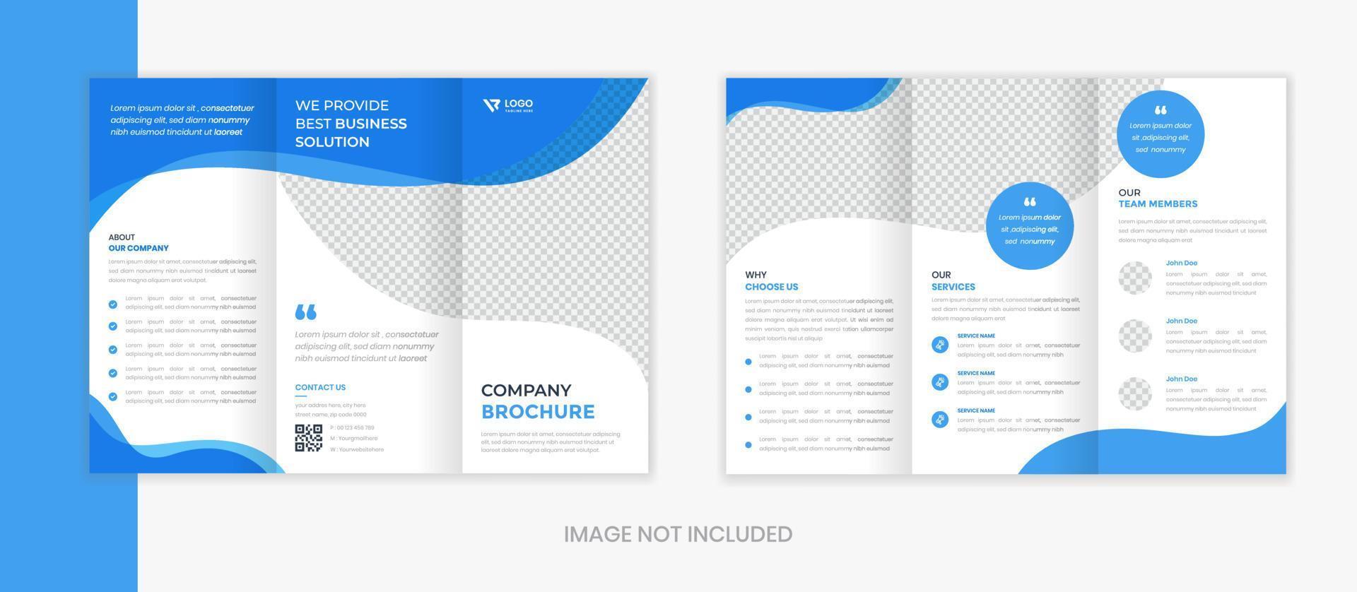 Blue Organic Corporate trifold brochure design, business digital marketing layout vector