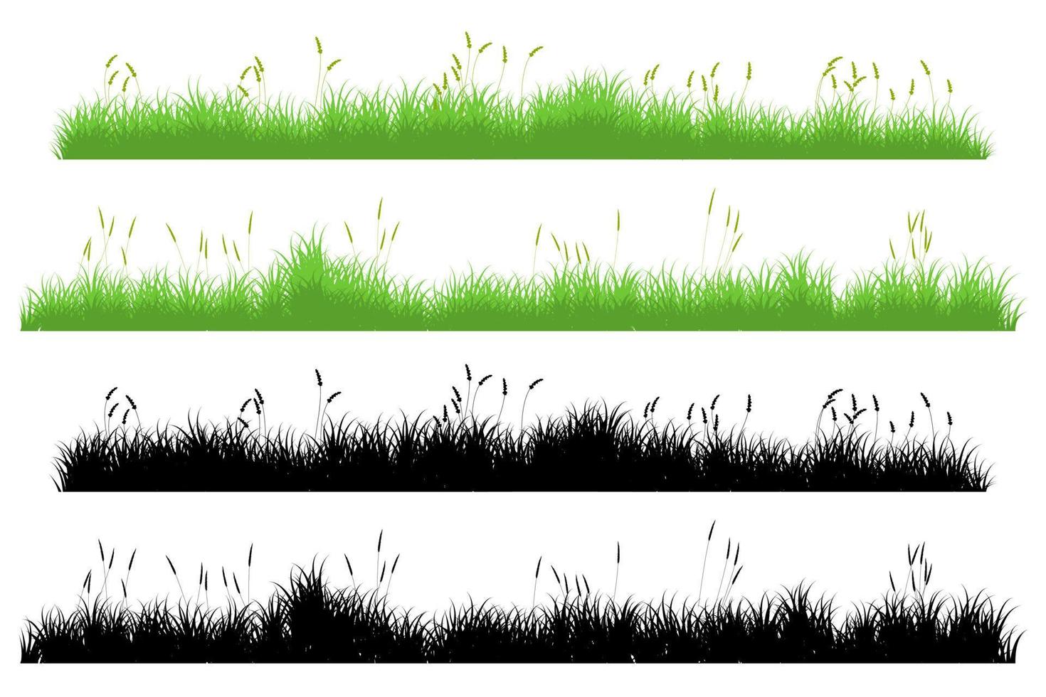 hierba de pradera conjunto de hierba larga vector