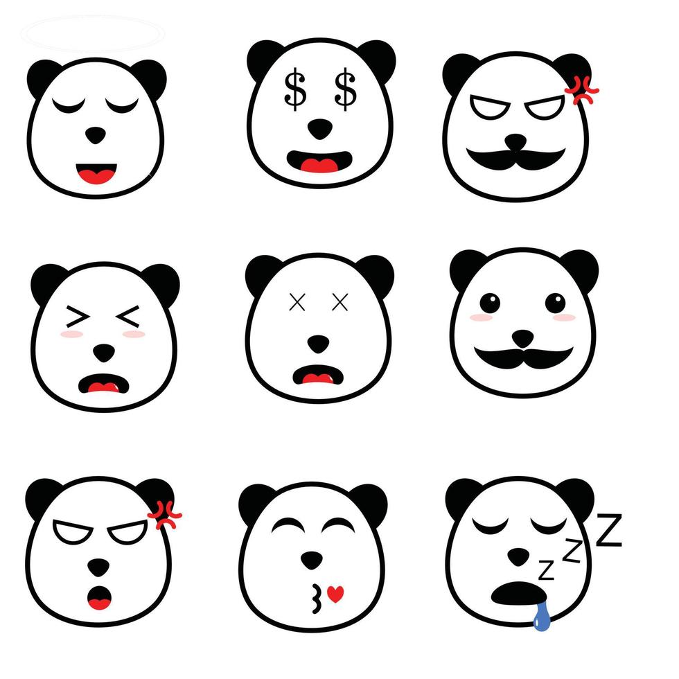 Cute panda vector set